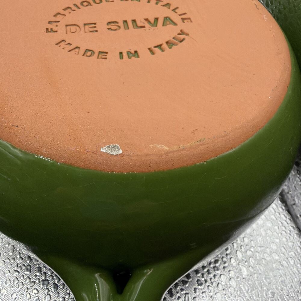2 Italian De Silva Terracotta Ceramic Green Soup Casserole Bowls Serving Dishes - Picture 6 of 9